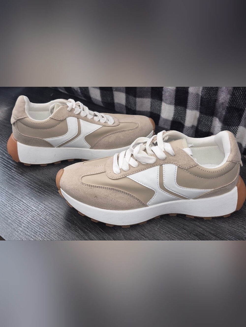 Steve Madden Beige and White Platform Athletic Sneakers